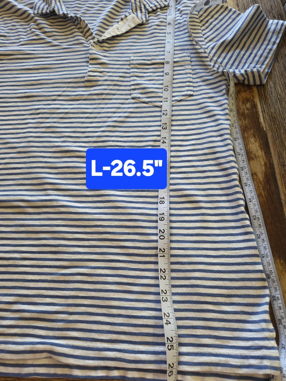 J. Crew Striped Blue and White Short Sleeve Polo with Pocket